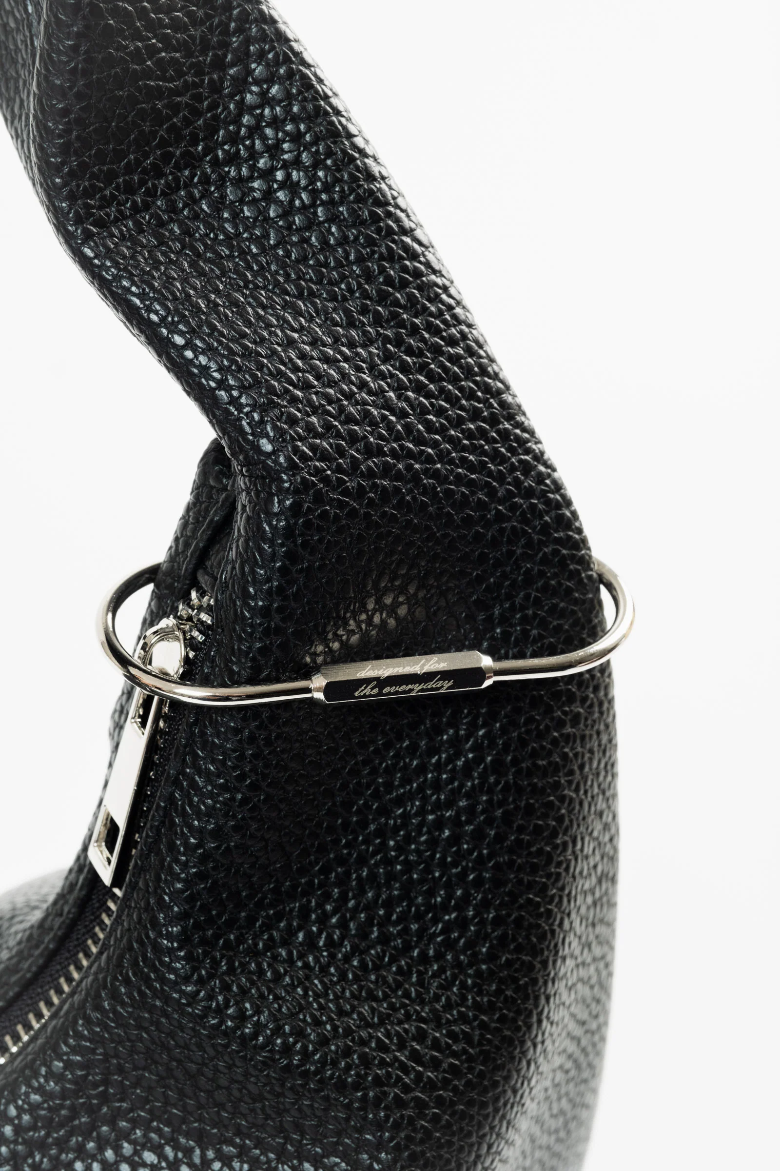Small Hobo Bag in Charcoal (Heavy Pebbled) - Image 5
