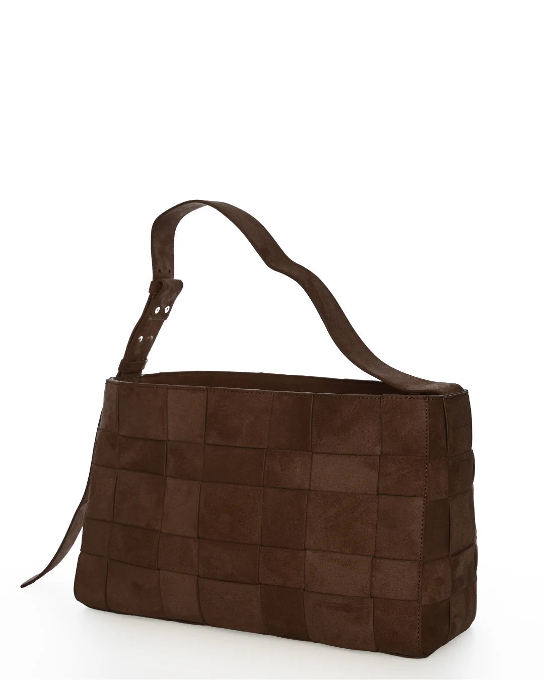 Large Woven Frame Bag in Suede Cocoa - Image 3
