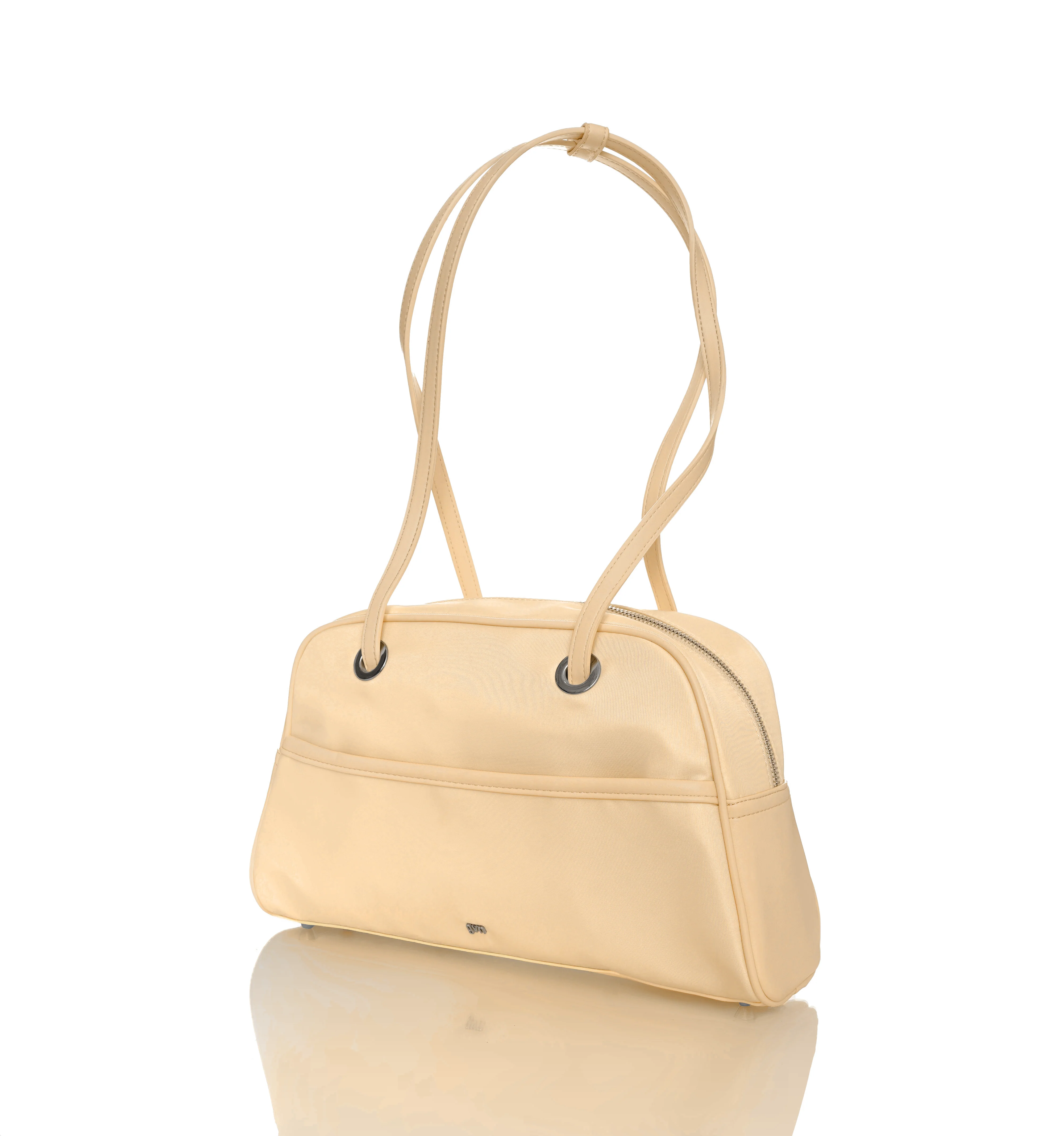 Medium Nylon Bowler Bag in Butter - Image 3