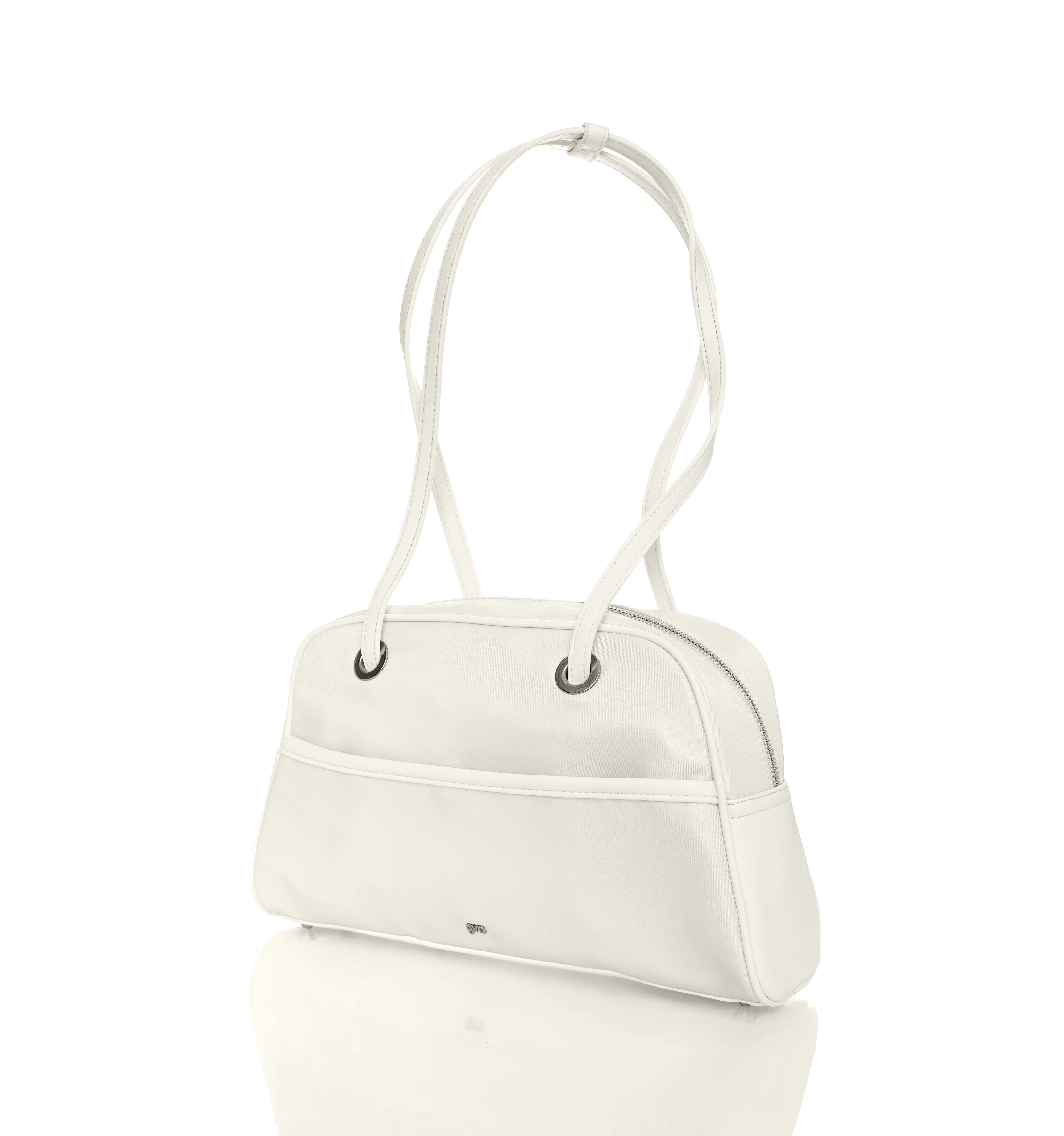 Medium Nylon Bowler Bag in Chalk - Image 3