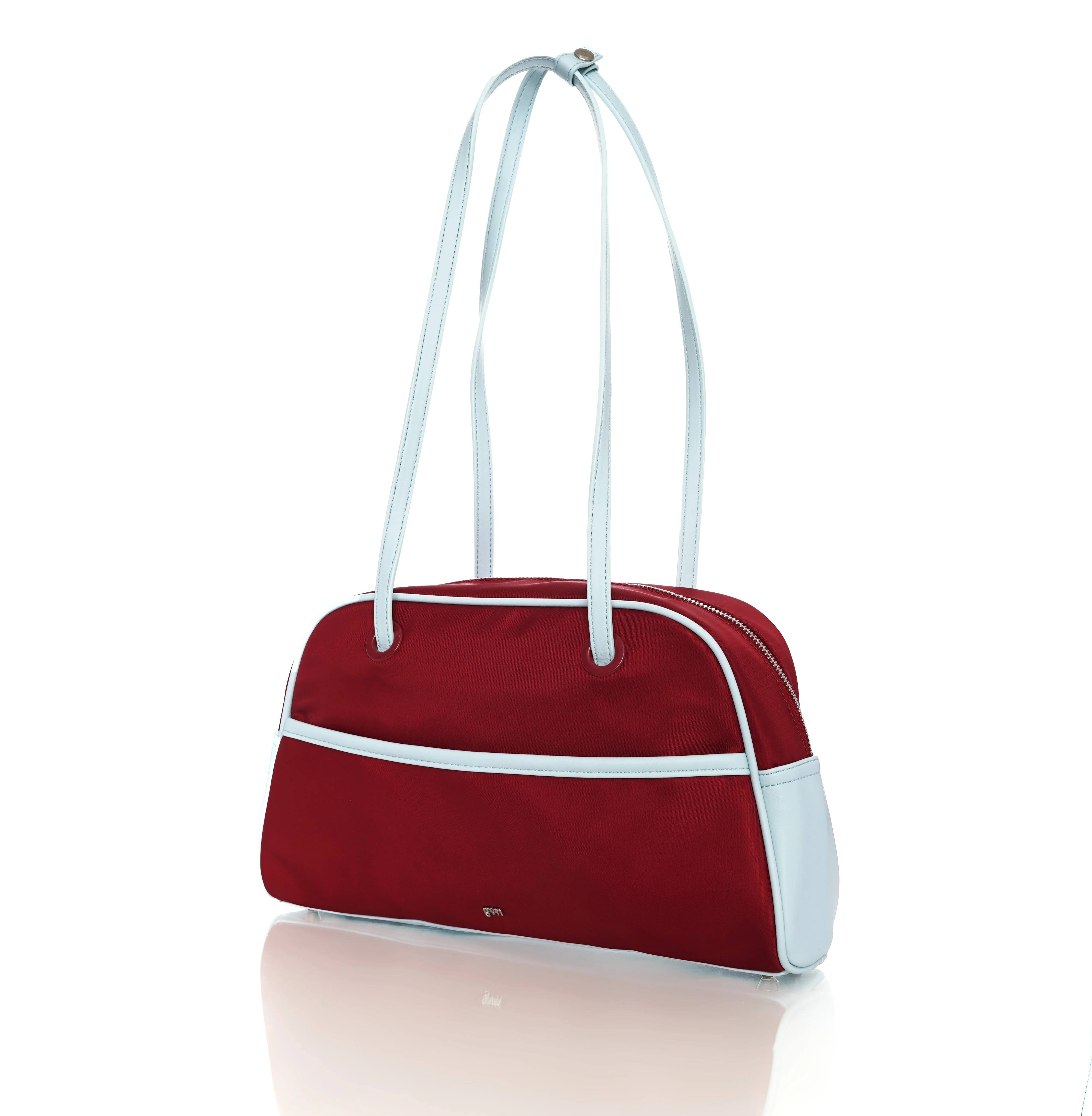 Medium Nylon Bowler Bag in Currant - Image 3