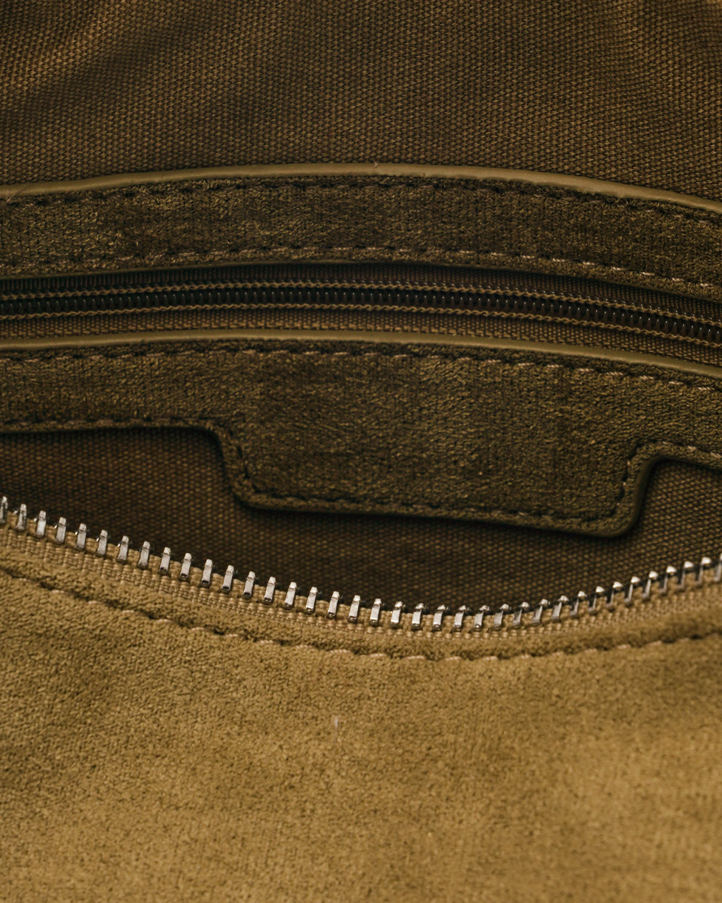 Midi Hobo Bag in Suede Khaki - Image 4
