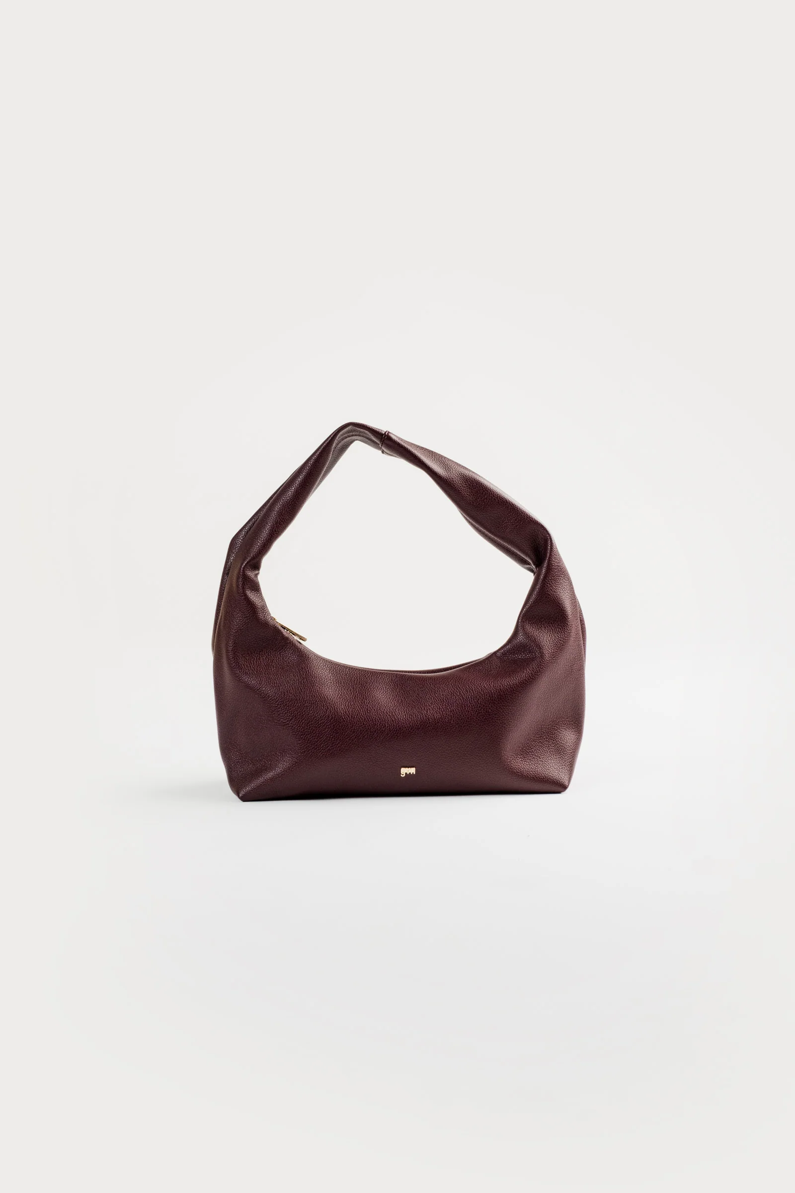 Small Hobo Bag in Oxblood (Light Pebbled) - Image 3