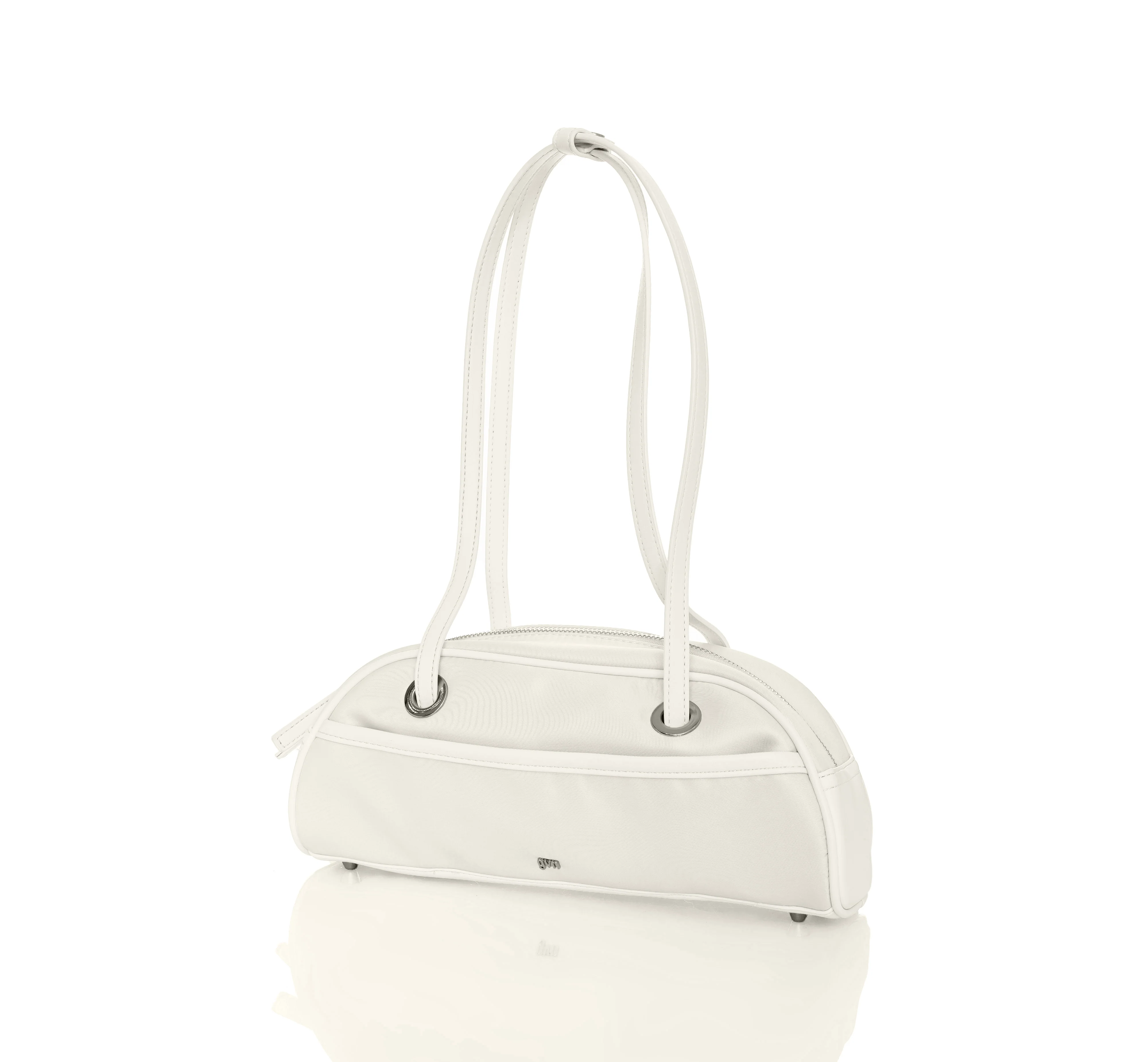 Small Nylon Bowler Bag in Chalk - Image 3