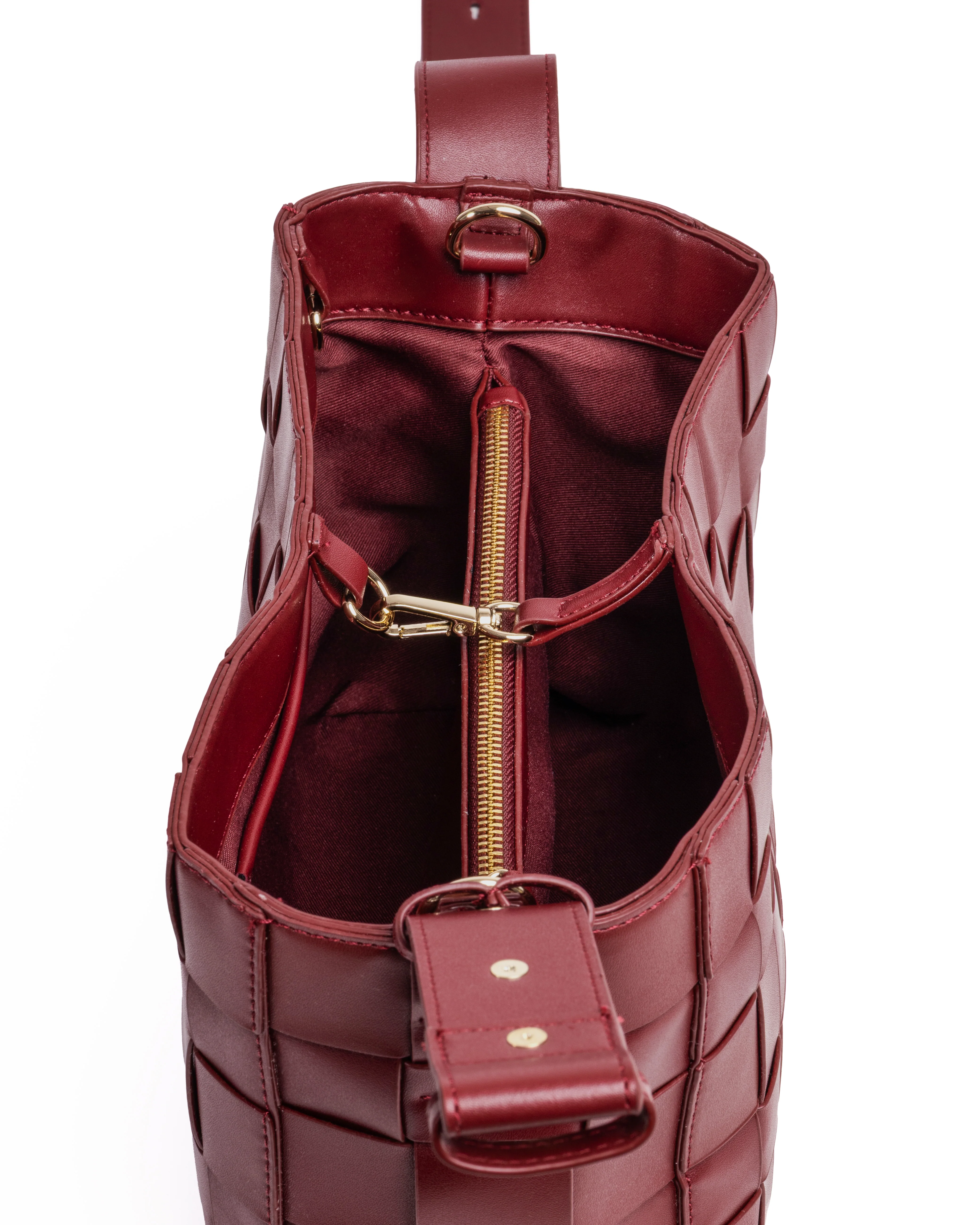Medium Woven Frame Bag in Burgundy - Image 4
